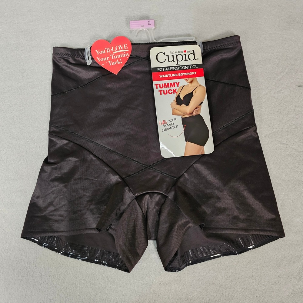 Cupid Tummy Tuck Shapewear XL Waistline Boyshort Black Extra Firm Control NWT